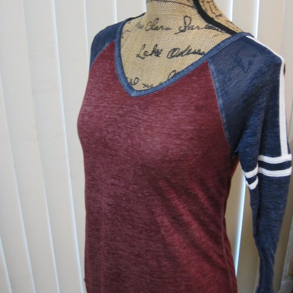 NWOT SO red blue white ¾ sleeve baseball tee t shirt top XS - Picture 2 of 6